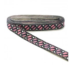 Broderies Broderie ethnique - Dragibus - Bleu marine et rose - 30 mm babachic