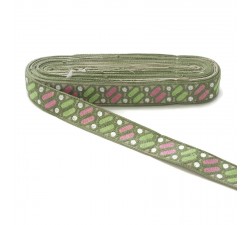 Bordado Bordado étnico - Dragibus - Verde, rosa y blanco - 30 mm babachic