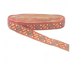 Bordado Bordado Dragibus - Rosa, amarillo, verde y blanco - 30 mm babachic