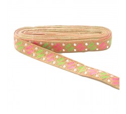 Broderies Broderie Dragibus - Saumon, rose et vert - 30 mm babachic