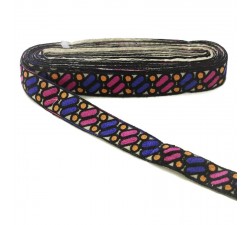 Broderies Broderie Dragibus - Noir, rose, violet et orange - 30 mm babachic