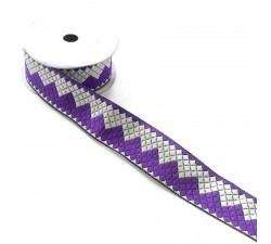 Cintas Cinta zigzag - Morado y blanco - 40 mm babachic