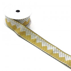 Ribbons Zigzag ribbon - Yellow and white - 40 mm