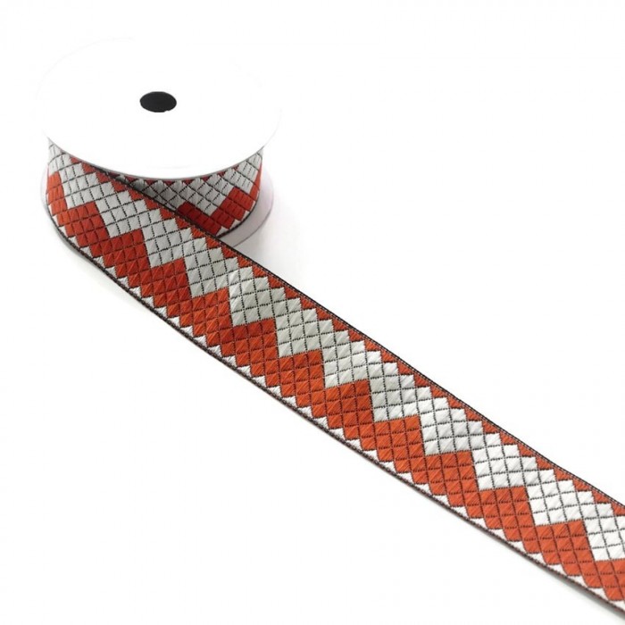 Ribbons Zigzag ribbon - Orange and white ribbon - 40 mm