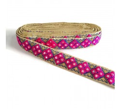 Embroidery Embroidered graphic gallon - Fiesta - Pink and golden - 40 mm