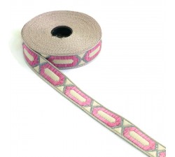 Cintas Cinta hexágona - Rosa, beige y plateado - 20 mm