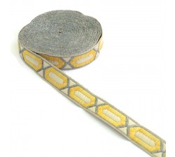 Cintas Cinta Hexágona - Amarillo, beige y plateado - 20 mm