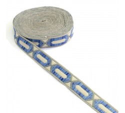 Ribbons Elogated hexagon ribbon - Blue, beige and silver - 20 mm