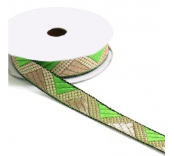 Ribbons Graphic braid - Delta - Light green and golden - 20 mm babachic