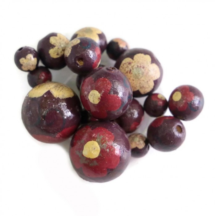 Flowers Wooden beads - Ballerina - Plum Babachic by Moodywood