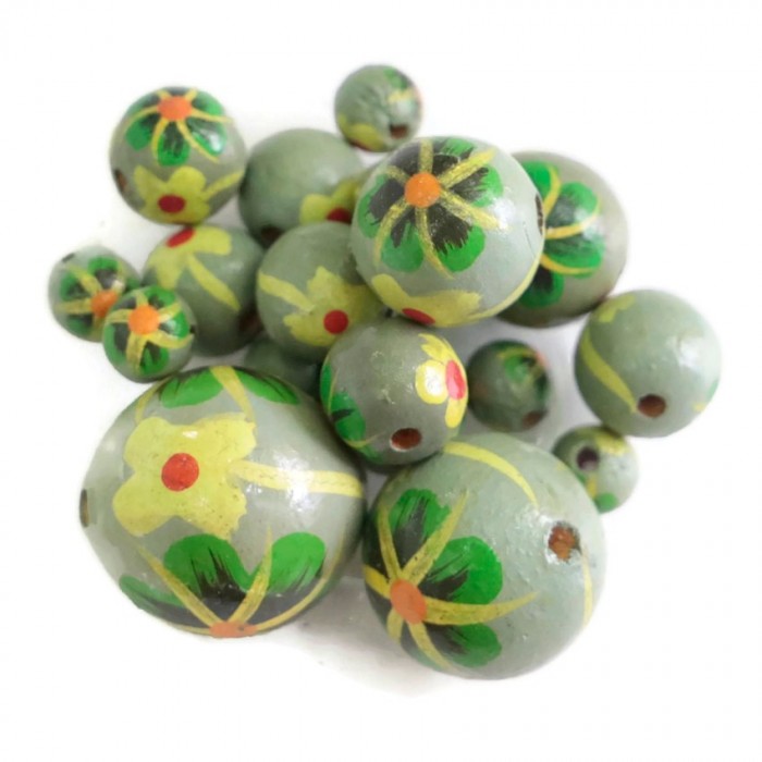 Flores Cuentas de madera - Dalia - Verde gris Babachic by Moodywood