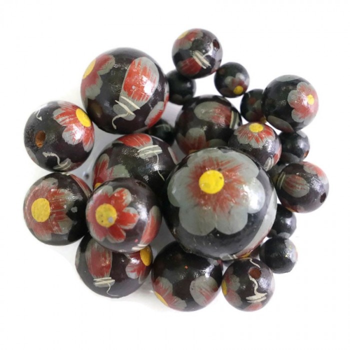 Flores Cuentas de madera - Ballerina - Negro, gris y amarillo Babachic by Moodywood