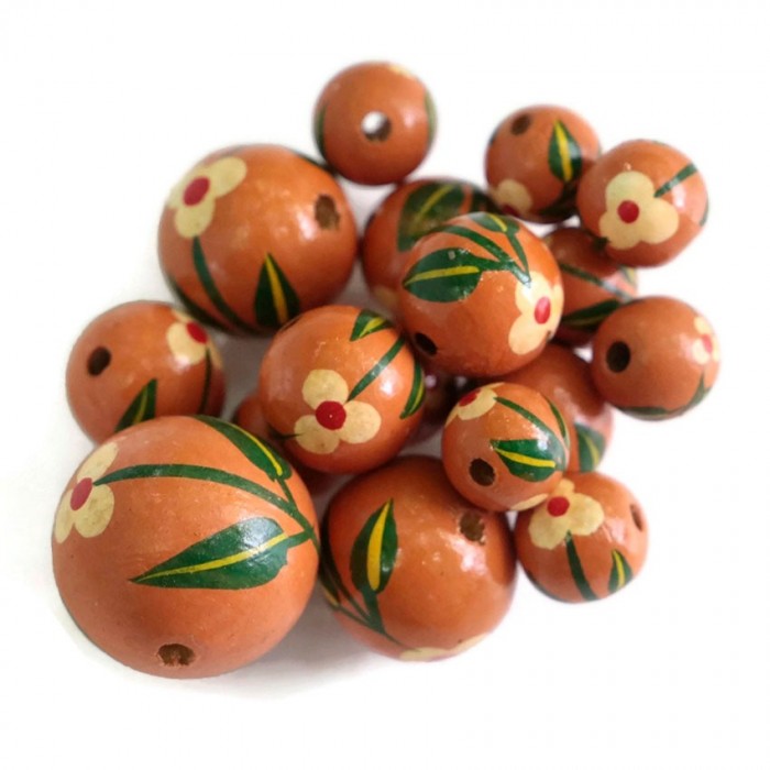 Flowers Wooden beads - Trille - Terracotta Babachic by Moodywood