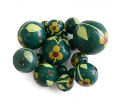Flowers Wooden beads - Trille - Dark green Babachic by Moodywood