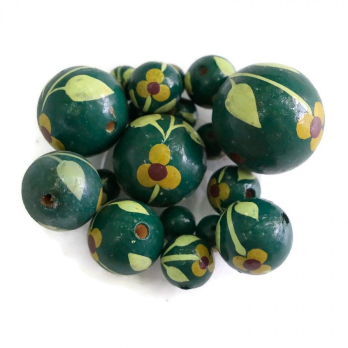 Flowers Wooden beads - Trille - Dark green Babachic by Moodywood