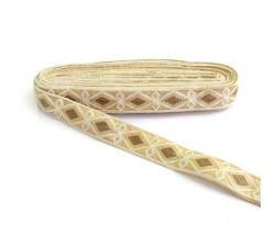 Broderies Broderie Indienne - Losanges - Blanc, beige et marron - 30 mm babachic