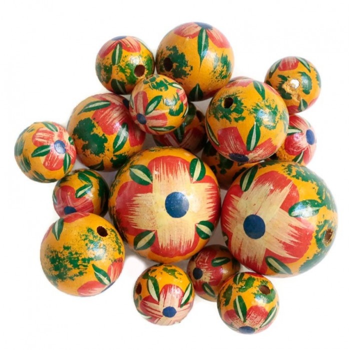 Flowers Wooden beads - Hibiscus - Red and yellow Babachic by Moodywood
