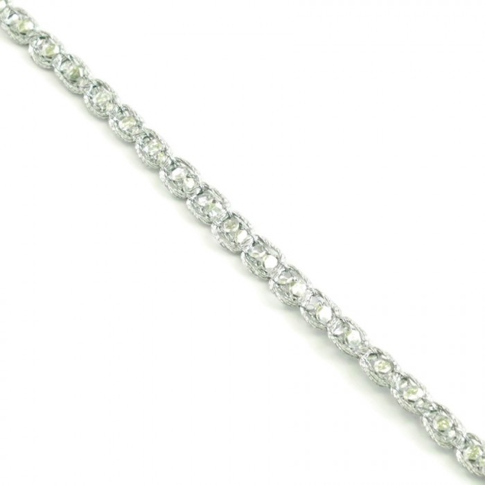 Braid Indian braid - Diamonds - Silver - 6 mm