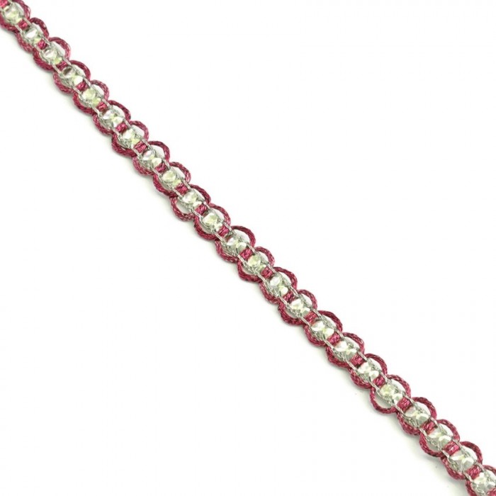 Galons Galon Indien - Diamants - Fuchsia et argenté - 6 mm