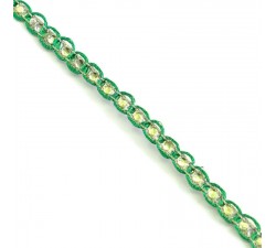 Galons Galon Indien - Diamants - Vert et argenté - 6 mm