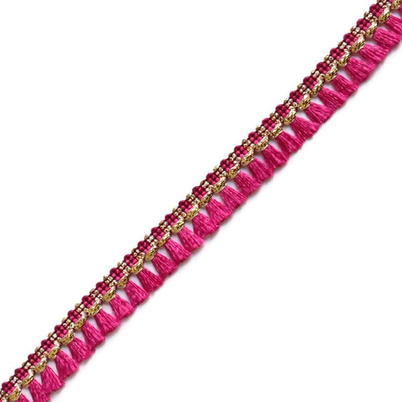 Fringe Tassels ribbon fuchsia and gold - 15 mm