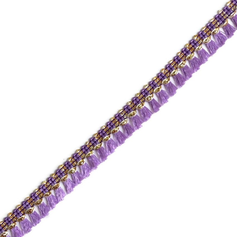 Franges Galon de pampilles violet et doré - 15 mm