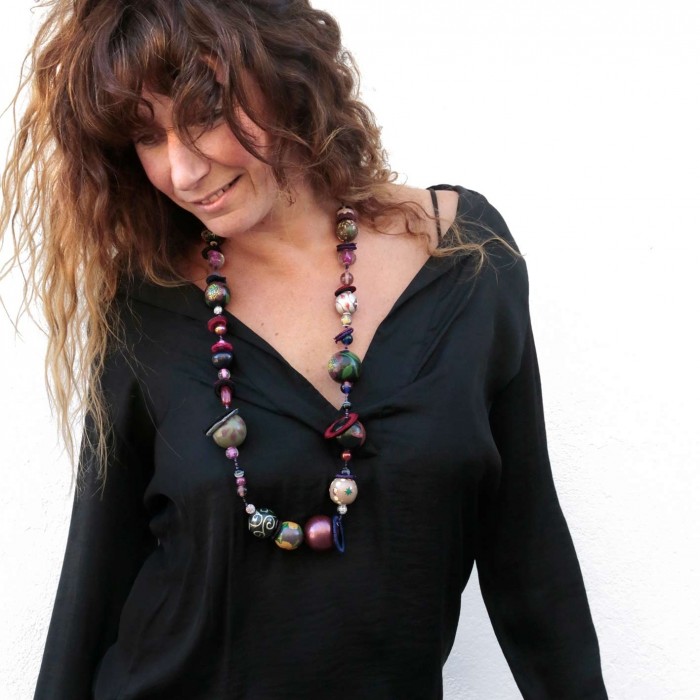 "Mid-short" necklace kit Kit Midshort necklace - Black purple babachic