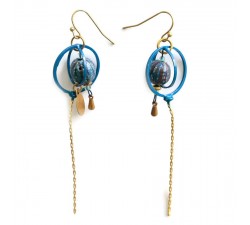 Accueil Boucles d'oreille longues fines - Bleue