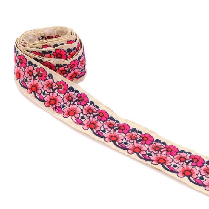 Broderies Galon indien - Duo - Rose - 45 mm babachic