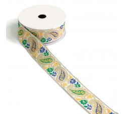 Ribbons Ribbon vintage - Yellow, green and blue - 35 mm