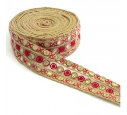 Broderies Tulle brodée - Rouge - 40 mm babachic