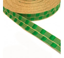 Ribbons Green thin ribbon with gold lurex thread - 20 mm babachic