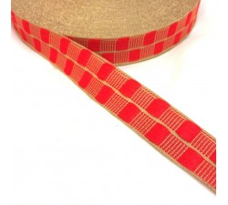 Rubans Ruban fin rouge avec fil doré en lurex - 20 mm