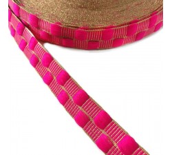 Rubans Ruban fin rose avec fil doré en lurex - 20 mm