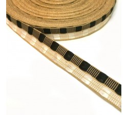 Cintas Cinta fina con cadrados blanco y negro y hilo dorado de lurex - 20 mm babachic