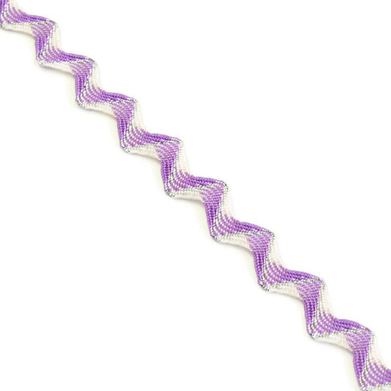Ric Rac Ricrac de algodon y lúrex plateado - 20 mm babachic