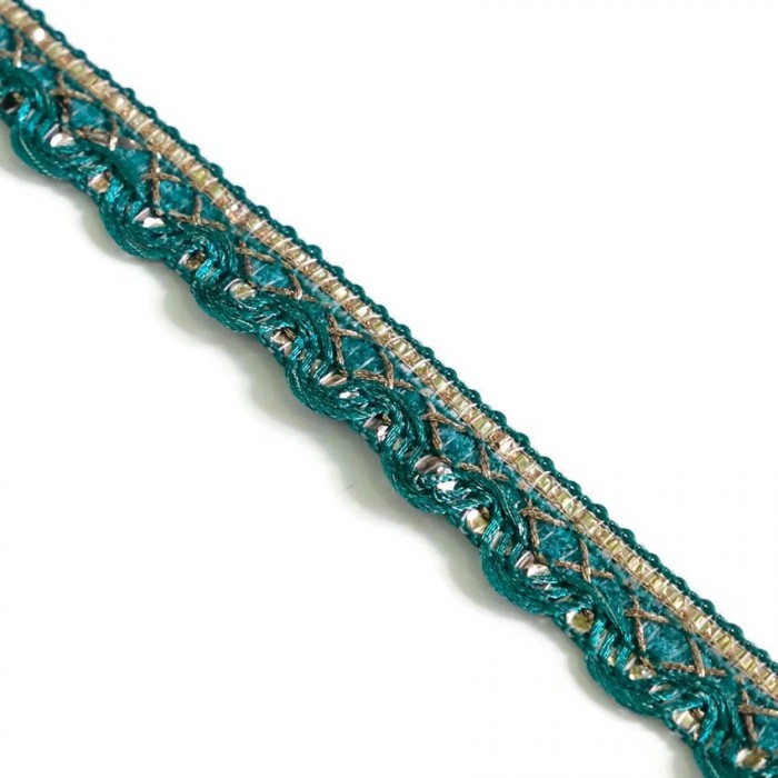 Braid Indian braid - Blue green - 10 mm babachic