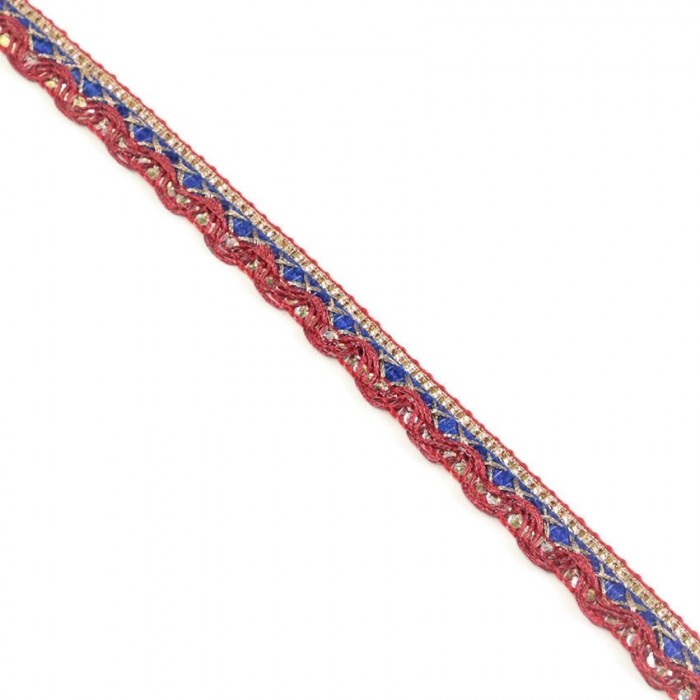 Braid Indian braid - Red and blue - 10 mm babachic
