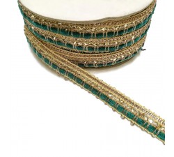 Galons Galon Indien - Bleu vert - 10 mm