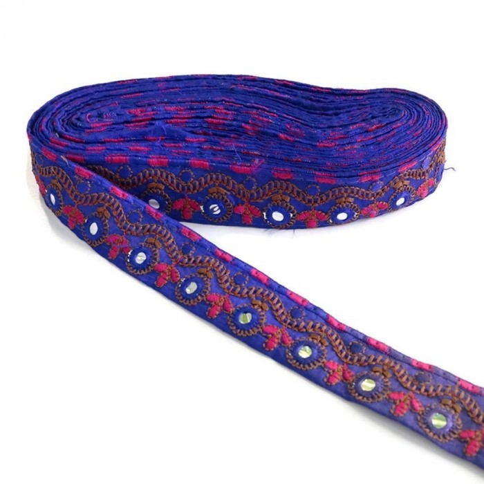 Embroidery Indian border - Blue - 35 mm babachic