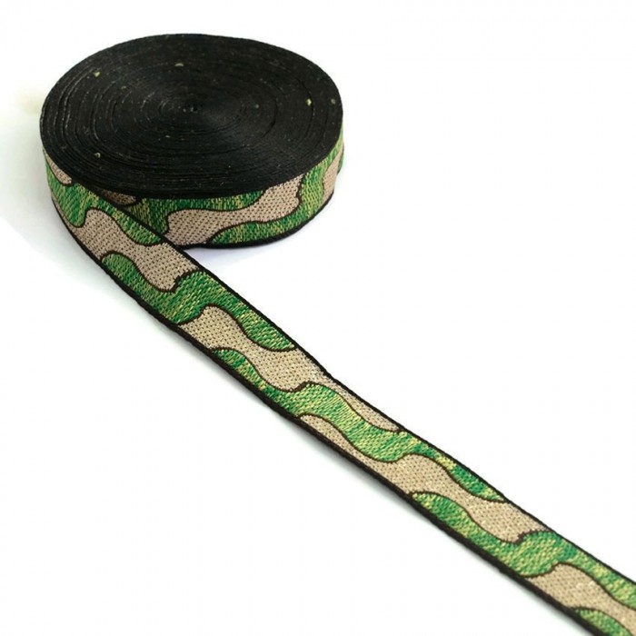 Rubans Ruban motif Girafe - Vert - 18 mm babachic