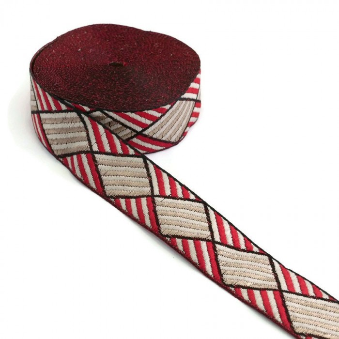 Ribbons Red and white ribbon - 30 mm babachic