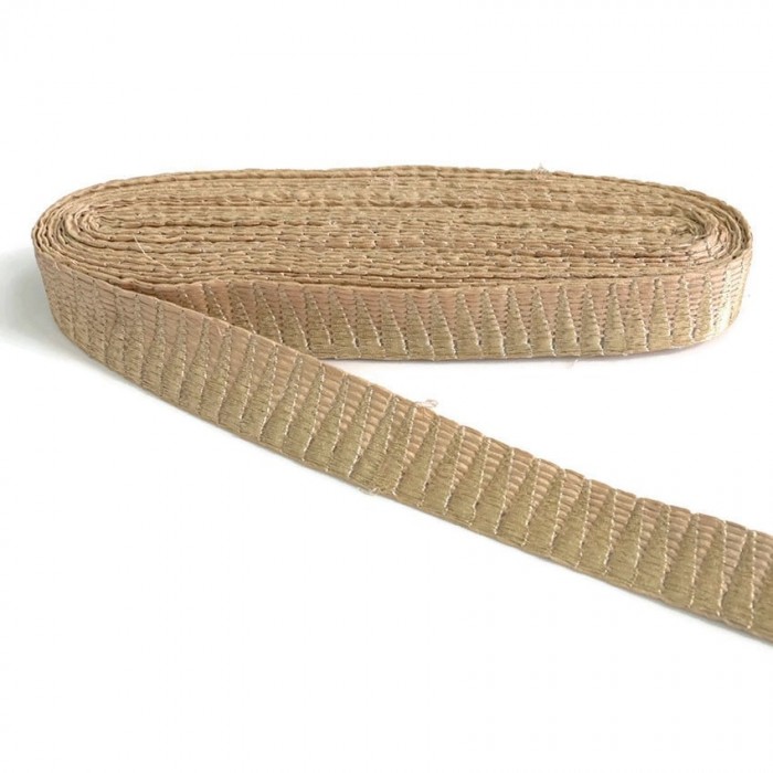 Galónes Bordado beige con picos dorado - 30 mm