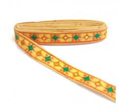 Broderies Bordure ethnique Indienne - Jaune - 30 mm