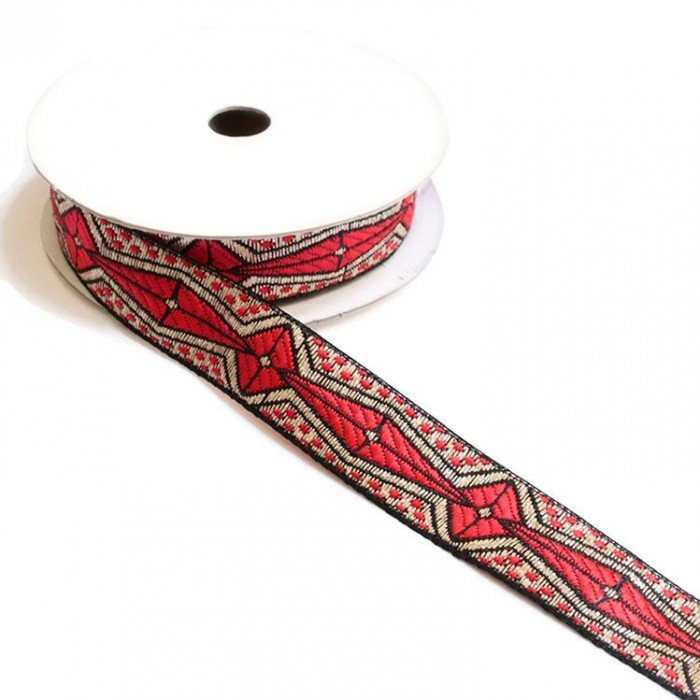African ribbon - Red, black and silver - 20 mm