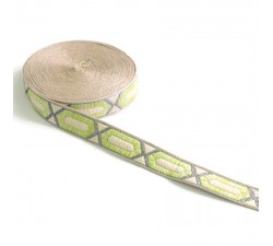 Rubans Galon tissé - Hexagone allongé - Citron vert - 20 mm babachic
