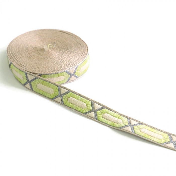Ribbons Weaved braid - Elogated hexagon - Lemon green - 20 mm babachic
