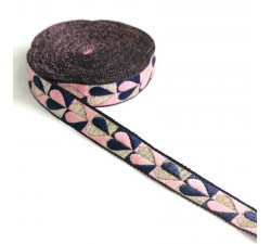 Ribbons Heart ribbon - Pink and navy blue - 20 mm babachic
