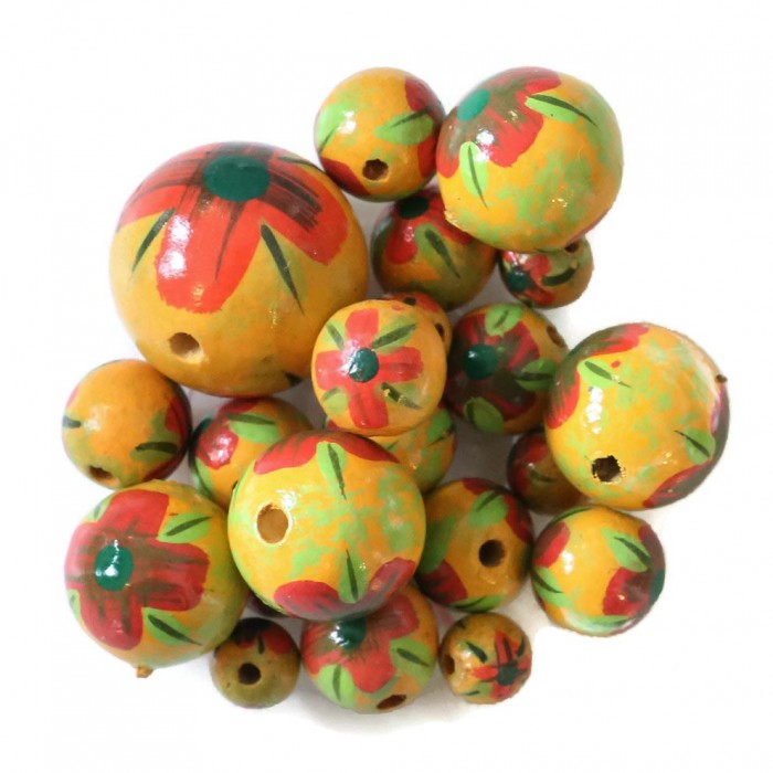 Flores Cuentas de madera de flores - Hibiscus - Amarillo y rojo Babachic by Moodywood