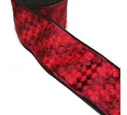 Embroidery Red embroidered ribbon - Pixel - 65 mm babachic